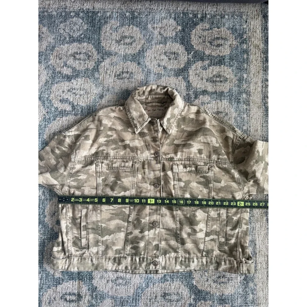 Free People Opal Swing Printed Denim Jacket Camo Military Size Small - Picture 4 of 6